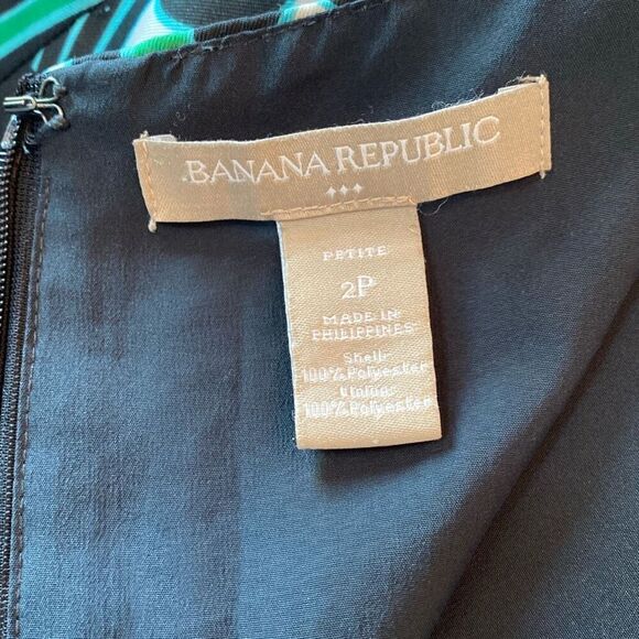 Banana Republic Black Pink Green Scroll Swirl 3/4 Sleeve Shift Dress Size 2 - Picture 7 of 8